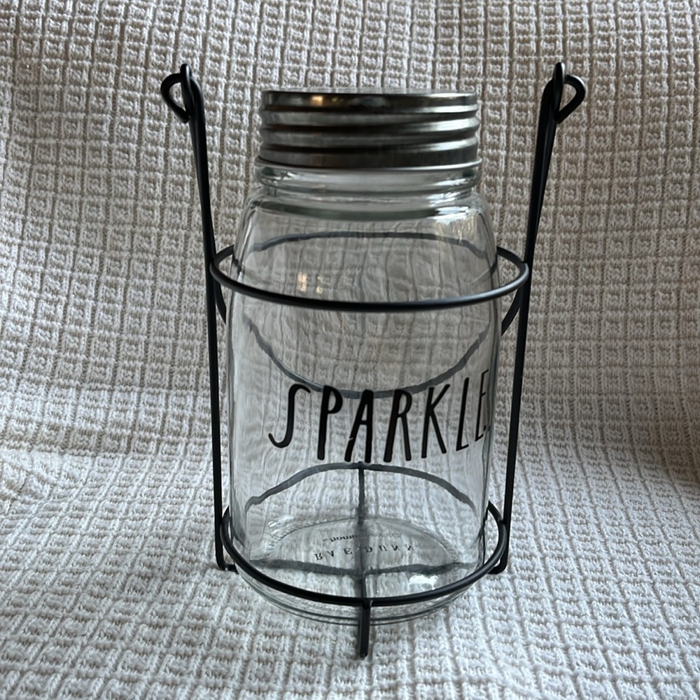 Rae Dunn jar glass sparkle.